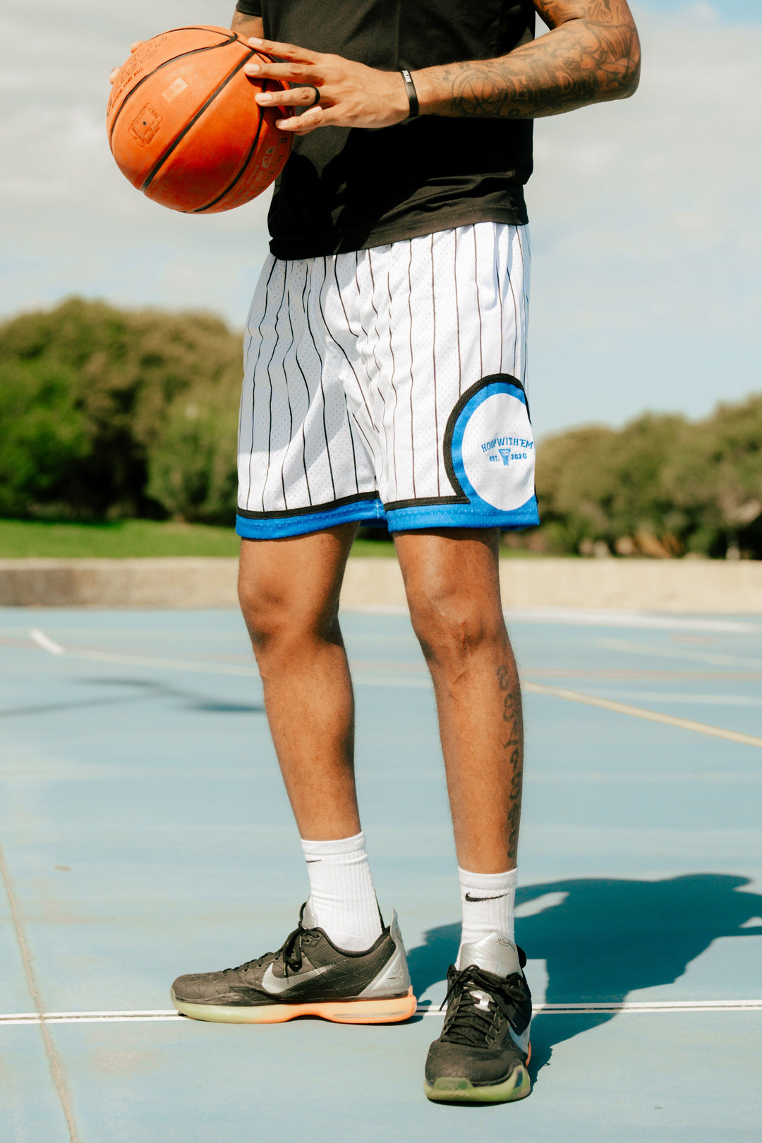 Pin Stripe Hoop Shorts (White)