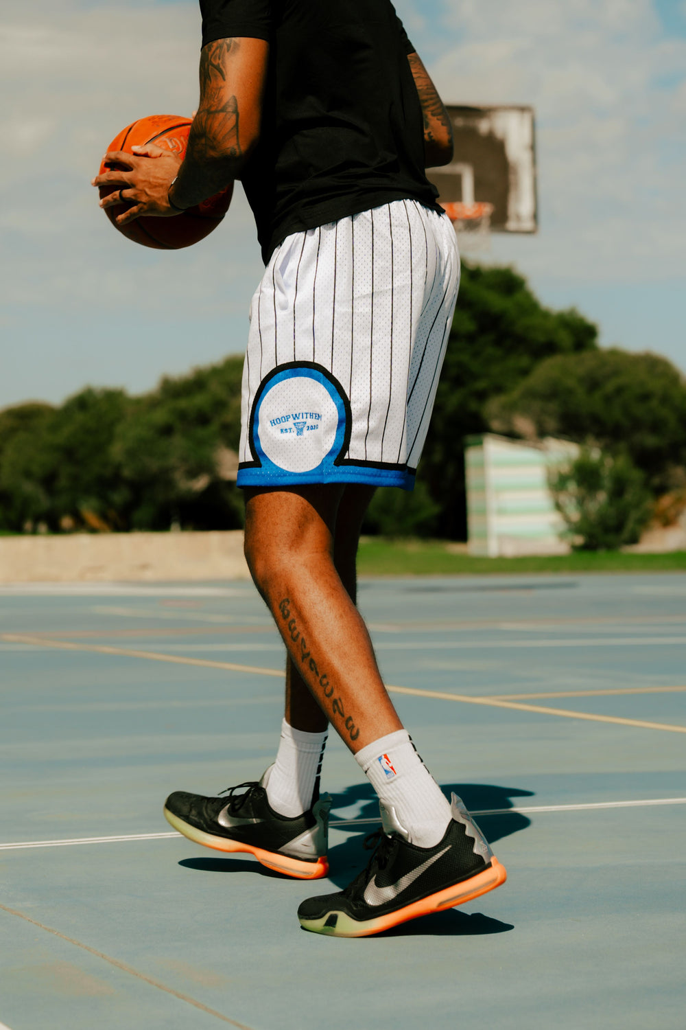 Pin Stripe Hoop Shorts (White)
