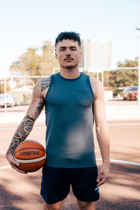 Men's Short Sleeve Compression Top (Gunmetal Grey, Side Logo)