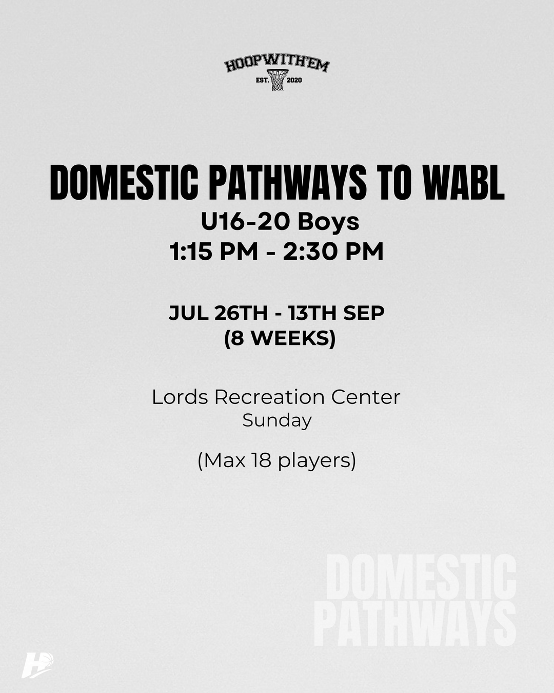 TERM 3:  Domestic Pathways to WABL - U16-20 Boys